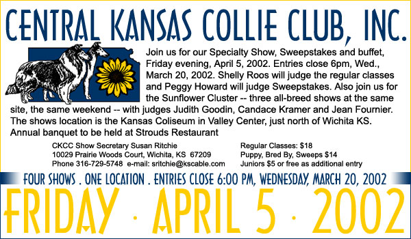 Central Kansas Collie Club Specialty Show April 5, 2002