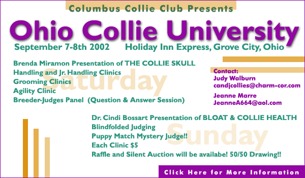 Columbus Collie Club -- Ohio Collie University, Sept. 7 and 8