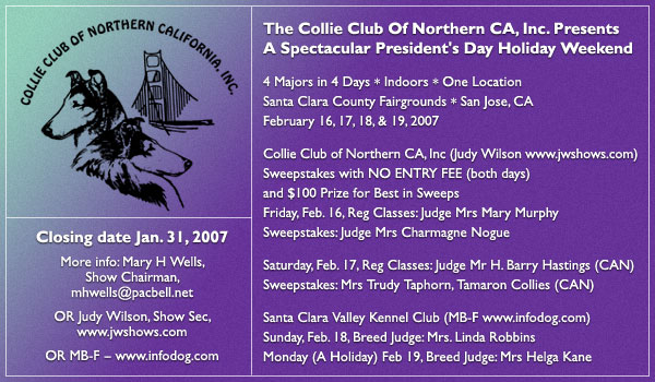 Collie Club of Northern California -- Feb. 16 - 19
