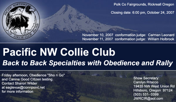 Pacifice NW Collie Club -- November 10 and 11, 2007