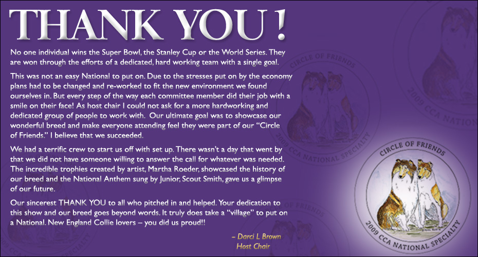 Thank You! from Darci L Brown, 2009 National Specialty Host Chair
