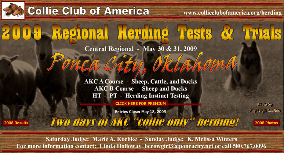 Collie Club of America -- 2009 Regional Herding Tests & Trials