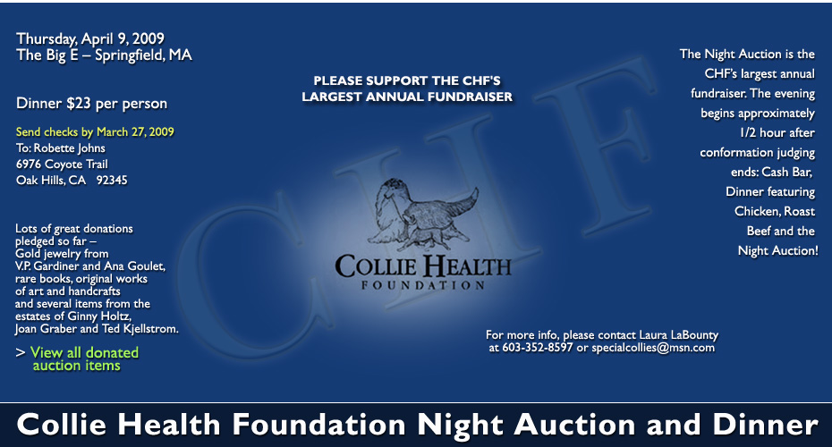 Collie Health Foundation Night Auction and Dinner -- April 9, 2009