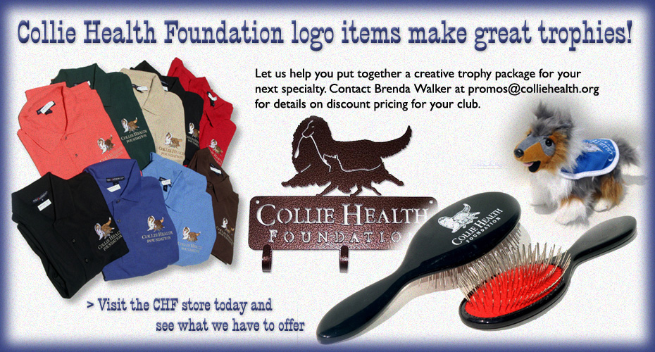 Collie Health Foundation logo items make great trophies!
