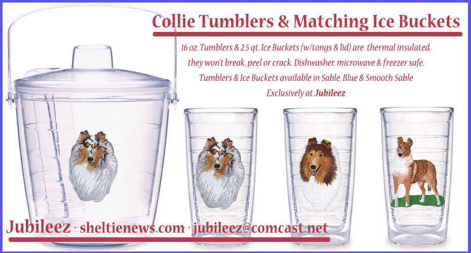 Jubileez Gifts and Show Prizes -- Collie Tumblers and Matching Ice Buckets