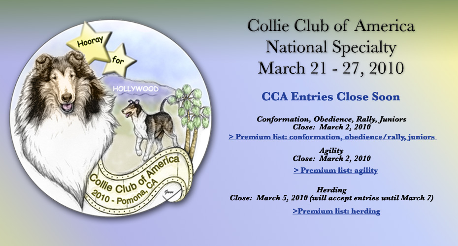 Collie Club of America -- 2010 National Specialty -- Hooray for Hollywood -- The CCA 2010 Premium Lists