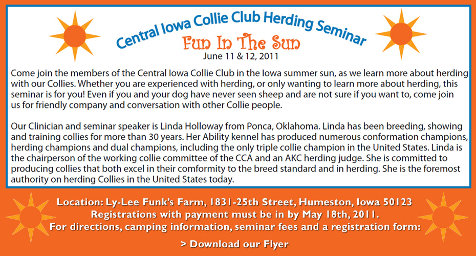 Central Iowa Collie Club -- Fun In The Sun Herding Seminar, June 11 & 12, 2011