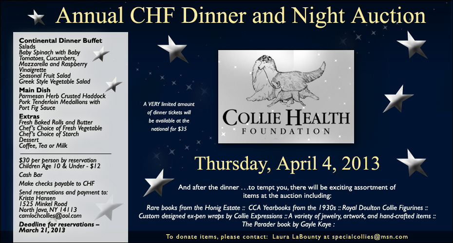 Collie Health Foundation -- 2013 Annual CHF Dinner and Night Auction