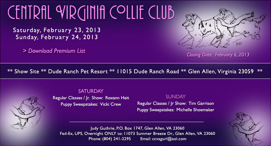 Central Virginia Collie Club -- 2013 Specialty Shows