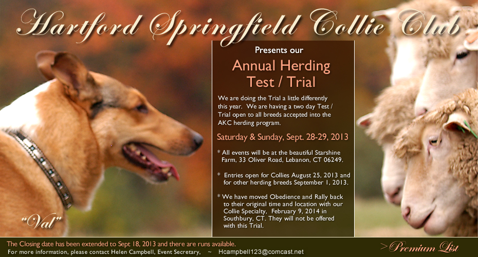 Hartford-Springfield Collie Club -- 2013 Annual Herding Test / Trial