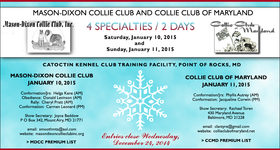Mason-Dixon Collie Club / Collie Club Of Maryland -- 2015 Specialty Shows