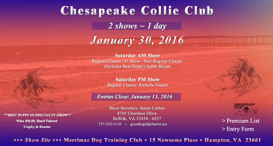 Chesapeake Collie Club -- 2016 Specialty Shows