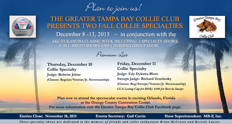 Greater Tampa Bay Collie Club -- 2015 Specialty Shows