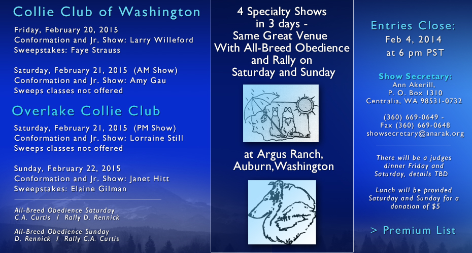 Collie Club of Washington / Overlake Collie Club -- 2015 Specialty Shows