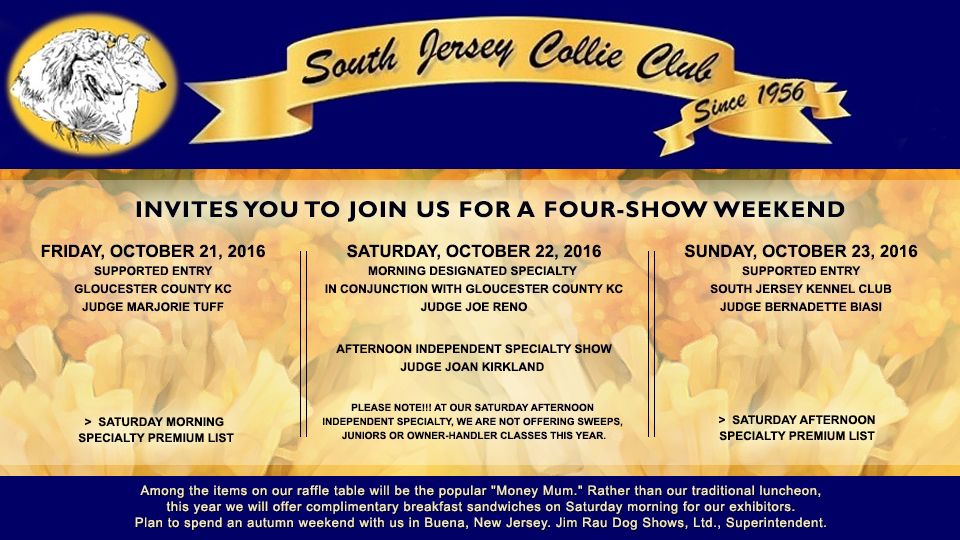 South Jersey Collie Club -- 2016 Specialty Shows