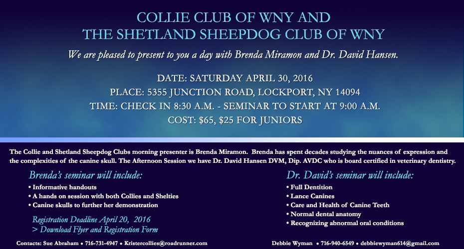 Collie Club of Western New York / Shetland Sheepdog Club Of Western New York -- 2016 Seminar