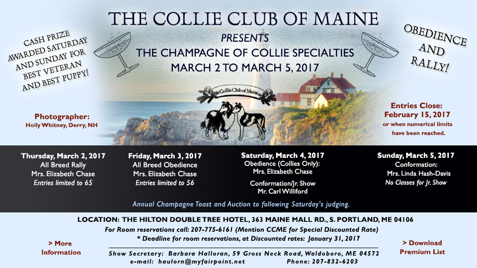 Collie Club of Maine -- 2017 Specialty, Obedience and Rally Shows