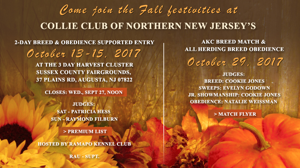 Collie Club of Northern New Jersey -- 2017 Fall Festivities