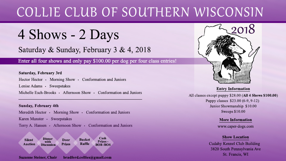 Collie Club of Southern Wisconsin -- 2018 Specialty Shows