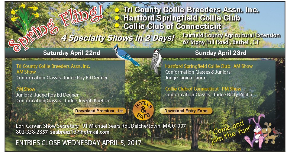 Tri Country Collie Breeders Assn / Hartford Springfield Collie Club / Collie Club of Connecticut-- 2017 Specialty Shows