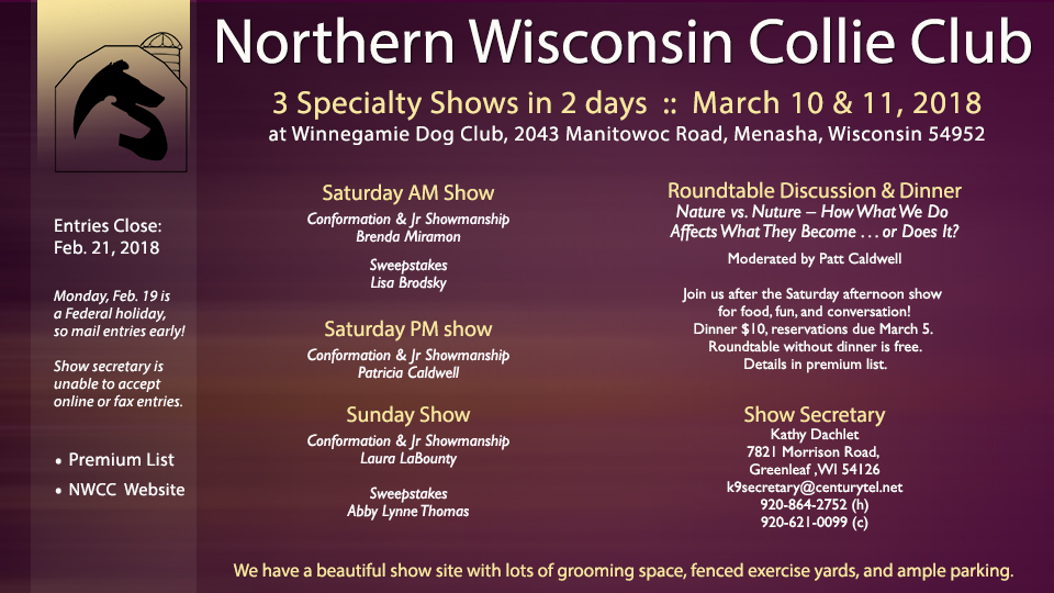 Northern Wisconsin Collie Club -- 2018 Specialty Shows