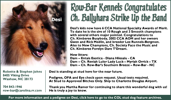Row-Bar Collies -- Ch. Ballyhara Strike Up The Band 