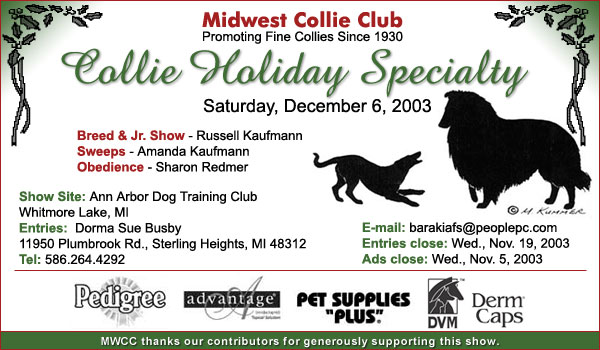 Midwest Collie Club Collie Holiday Specialty