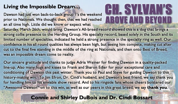 Ch. Sylvan's Above and Beyond