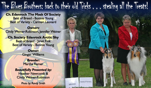 Edenrock and Ginger Williams -- CH Edenrock The Mask Of Society and CH Society Edenrock Arctic Sky