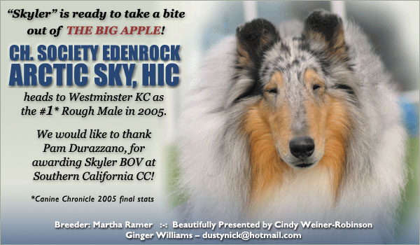 Ginger Williams -- Ch. Society Edenrock Arctic Sky, HIC