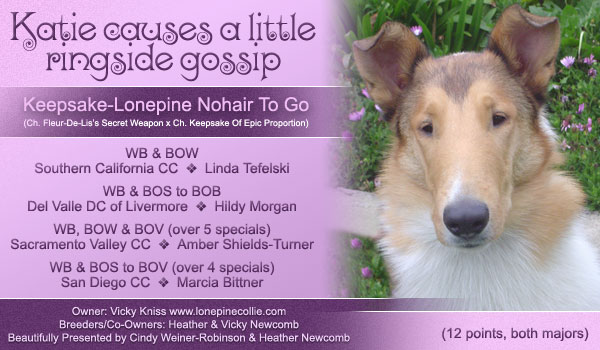 Keepsake Collies and Lone Pine Collies -- Keepsake-Lonepine Nohair To Go