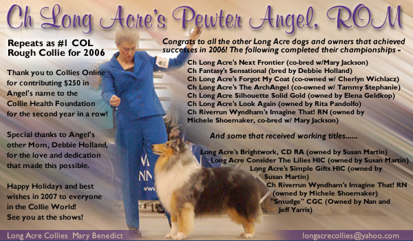 Long Acre -- CH Long Acre's Pewter Angel, ROM