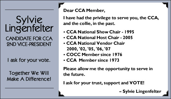 Sylvie Lingenfelter -- Candidate for CCA 2nd Vice-President