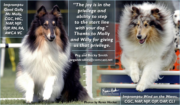 Peg and Becky Smith -- Impromptu' Wind On The Waves, CGC, NAP, NJP, OAP, OJP, CL1 and Impromptu Good Golly Ms Molly, CGC, HIC, NAP NJP, OJP, RN, RA, AWCA VC