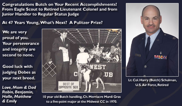 Congratulations to Harry Butch Schulman