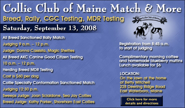 Collie Club of Maine Match and More -- September 13, 2008