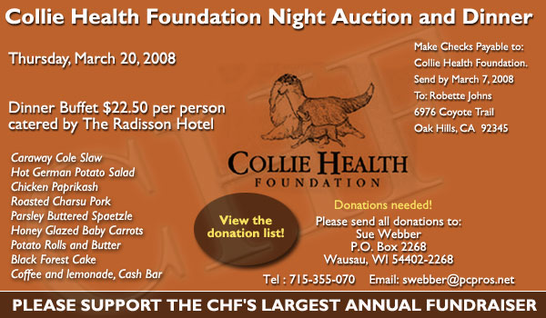 Collie Health Foundation Night Auction and Dinner -- March 20, 2008