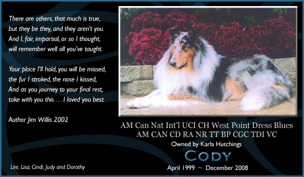 In Loving Memory of AM Can Nat Int'l UCI CH West Point Dress Blues  AM CAN CD RA NR TT BP 