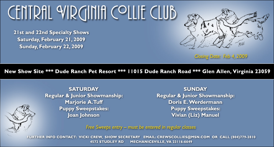 Central Virginia Collie Club -- 2009 Upcoming Specialties