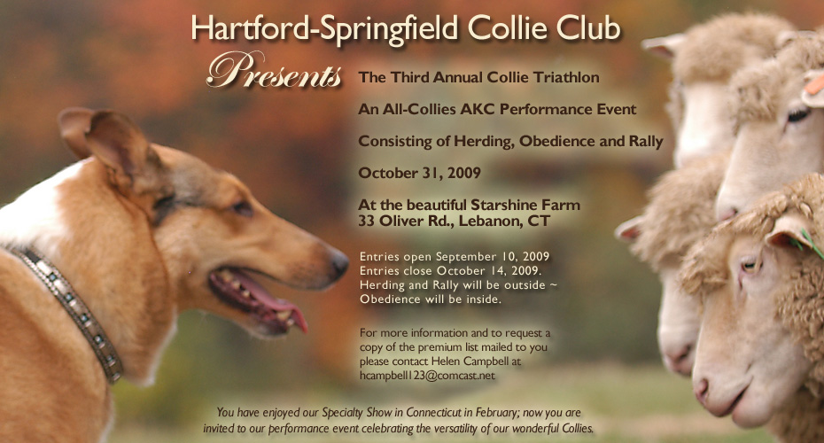 Hartford-Springfield Collie Club Presents An All-Collies AKC Performance Event on October 31, 2009