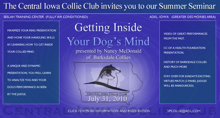Central Iowa Collie Club -- 2010 Summer Seminar