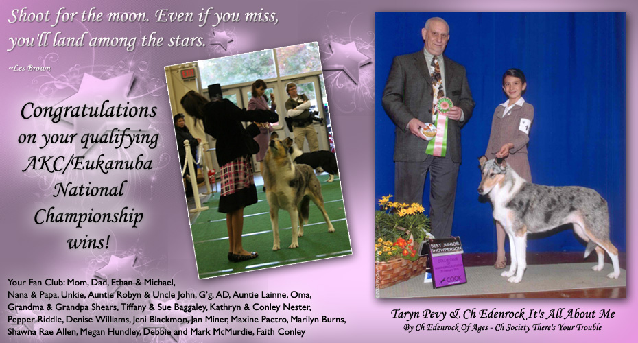 Congratulations to Taryn Pevy and CH Edenrock It's All About Me