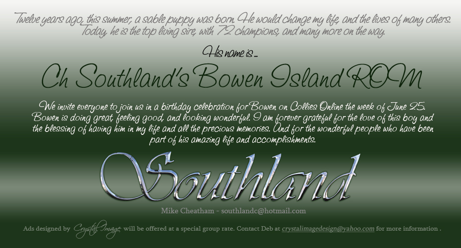Southland Collies -- Tribute to CH Southland's Bowen Island ROM