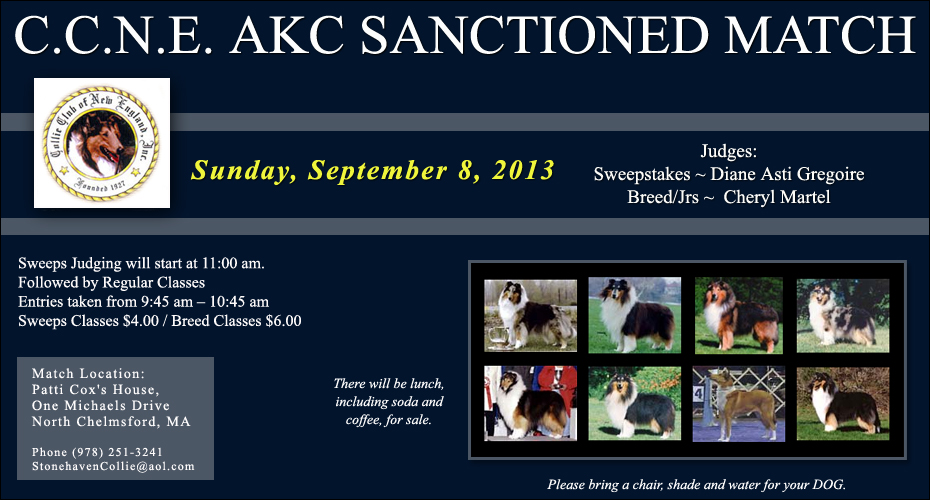 Collie Club of New England -- 2013 AKC Sanctioned Match