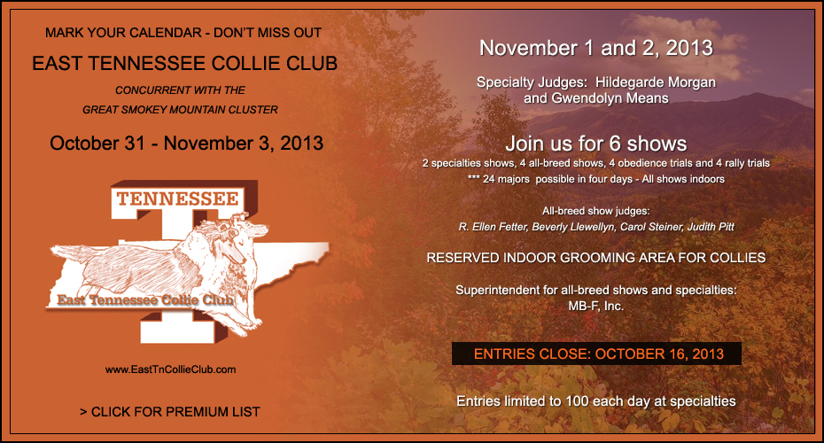 East Tennessee Collie Club -- 2013 Specialty Shows