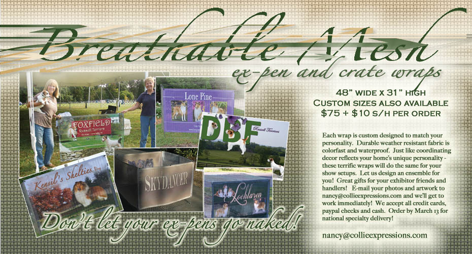 Collie Expressions - Beautiful Mesh ex-pen and crate wraps