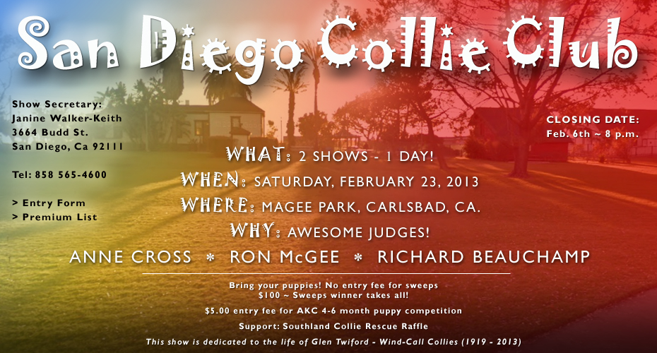 San Diego Collie Club -- 2013 Specialty Shows