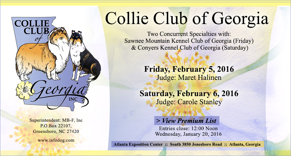 Collie Club of Georgia -- 2016 Specialty Shows