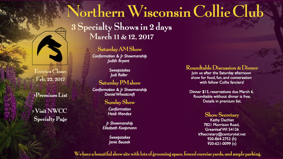 Northern Wisconsin Collie Club -- 2017 Specialty Shows