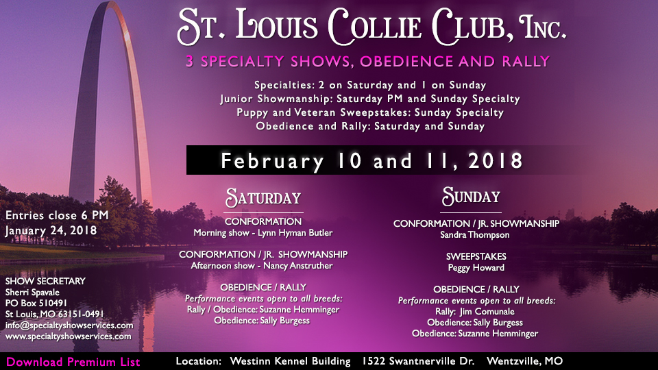 St. Louis Collie Club -- 2018 Specialty Shows, Obedience and Rally